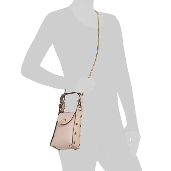 ISADORA Made In Italy Leather Phone Crossbody With Side Studs - Picture 4 of 4